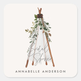 テペモダンエ葉ボヘミアンスタイリッシュ裏庭 スクエアシール