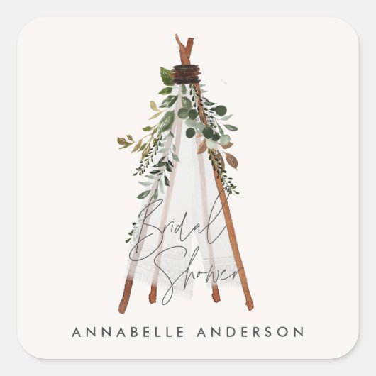 テペモダンエ葉ボヘミアンスタイリッシュ裏庭 スクエアシール (正面)