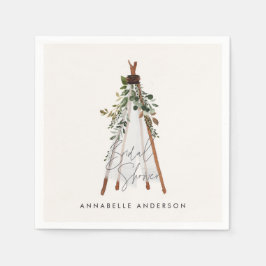 テペモダンエ葉ボヘミアンスタイリッシュ裏庭 スタンダードカクテルナプキン