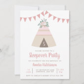 テペースランバーパーティーガールズピンクフローラ誕生日 招待状 (正面)