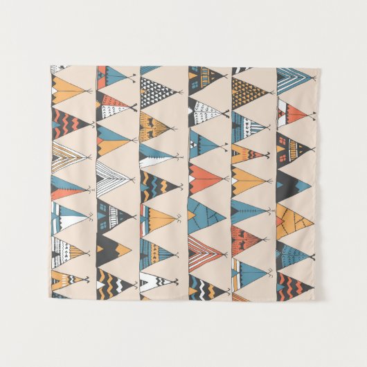 テペ模様。ウィグアム先住民アメリカの夏のテント タペストリー (正面(横))