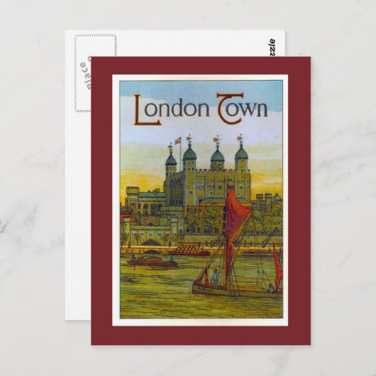 テムズバージのロンドンタウンにあるヴィンテージのポスター ポストカード (正面/裏面)