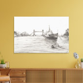 テムズロンドン川のHMS Belfast.2006 キャンバスプリント (インサイチュ (リビング))