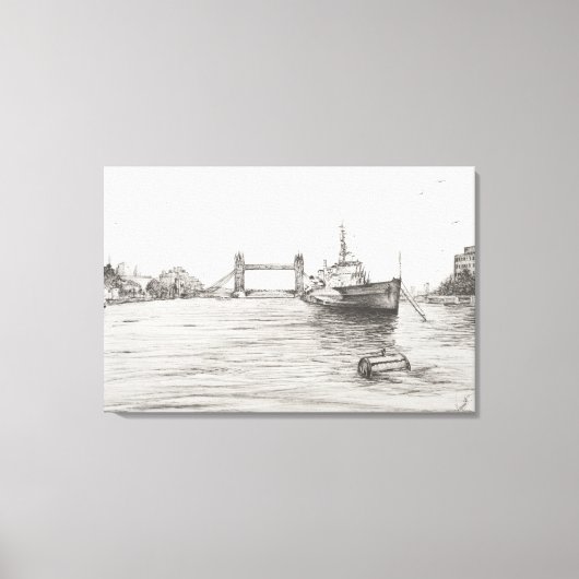 テムズロンドン川のHMS Belfast.2006 キャンバスプリント (正面)