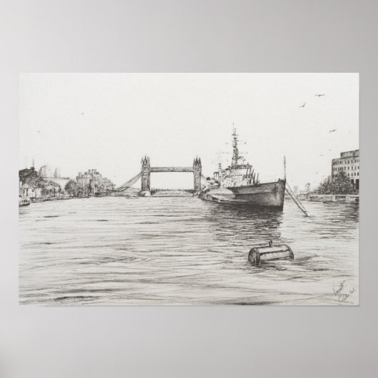 テムズロンドン川のHMS Belfast.2006 ポスター (正面)