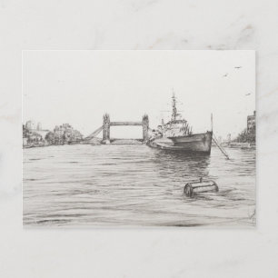 テムズロンドン川のHMS Belfast.2006 ポストカード