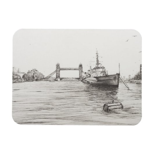 テムズロンドン川のHMS Belfast.2006 マグネット (横)