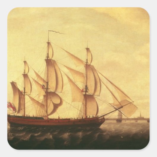 テムズ川にある3隻のハドソン湾の船 スクエアシール (正面)