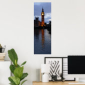 テムズ川の反射 – エリザベスタワー – ロンドン ポスター (ホームオフィス)