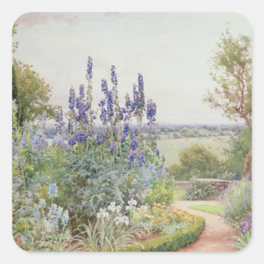 テムズ川の近くの庭(w/c) スクエアシール (正面)