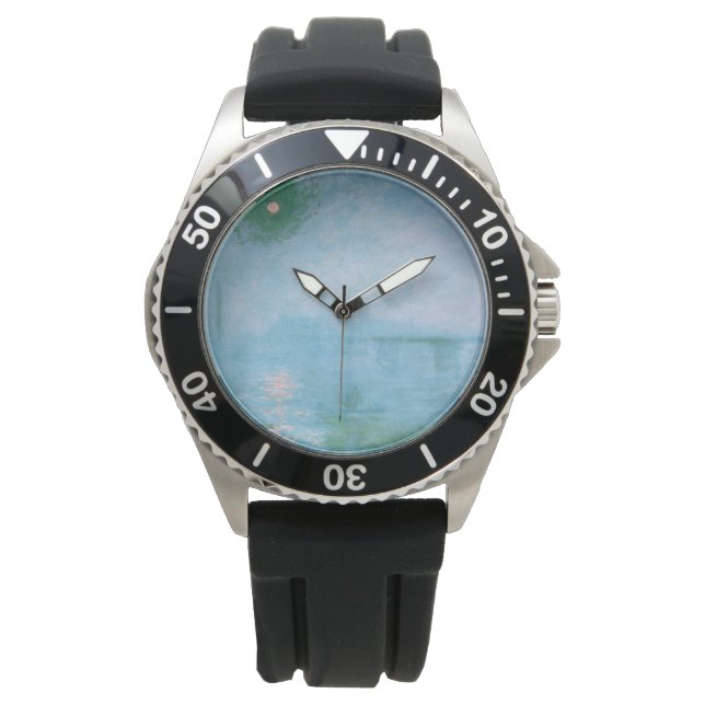 テムズ川の霧（Claude Monet著） 腕時計 (正面)