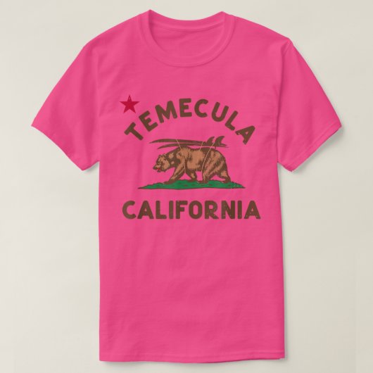 テメキュラカリフォルニアビーチフラッグベアサーフCAヴィンタグ Tシャツ (デザイン正面)