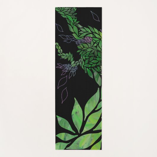 テモダンクス葉チャ付き抽象芸術ツリー ヨガマット (正面)