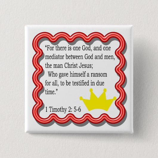 テモテの1 2:5 -王冠ボタンが付いている6フレーム 缶バッジ (正面)