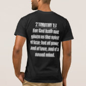 テモテへの第二の手紙 1章7節 力と愛と慎みの霊 Tシャツ (裏面)