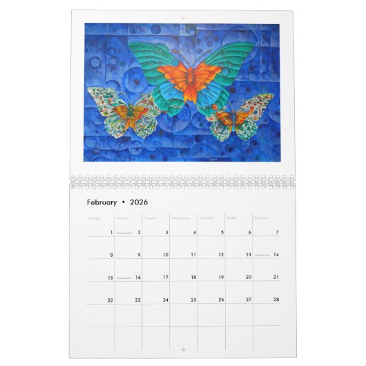 テモテOrikri著2019年の蝶カレンダー カレンダー (2月 2026)