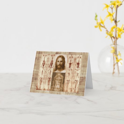テュリンホリー顔のイエスキリスト カード (黄色い花)