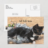 テュードル柄の子猫がクリスマスの飾りと一緒に早く回復してね ポストカード (正面/裏面)