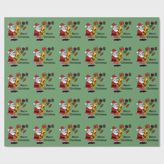 テューバのクリスマスの芸術を遊んでいるおもしろいなサンタクロース ラッピングペーパー (フラット)