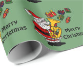 テューバのクリスマスの芸術を遊んでいるおもしろいなサンタクロース ラッピングペーパー (ロールコーナー)