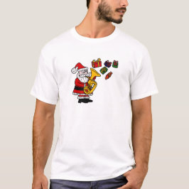 テューバのクリスマスの芸術を遊んでいるおもしろいなサンタクロース Tシャツ