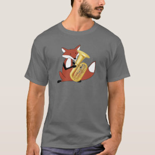テューバを遊んでいるキツネ Tシャツ