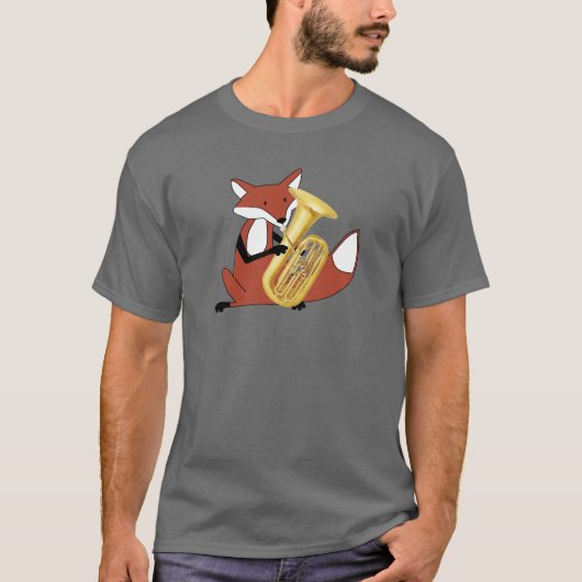 テューバを遊んでいるキツネ Tシャツ (正面)