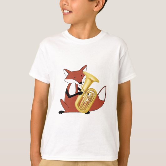 テューバを遊んでいるキツネ Tシャツ (正面)