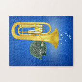 テューバ-パズル--を遊んでいるパッファーの魚 ジグソーパズル (横)