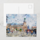 テューリンゲン州エアフルトの都市景観。水彩画。 ポストカード (正面/裏面)