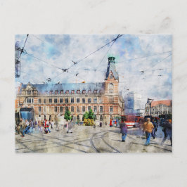 テューリンゲン州エアフルトの都市景観。水彩画。 ポストカード