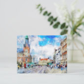 テューリンゲン州エアフルトの都市景観。水彩画。 ポストカード (スタンド正面)