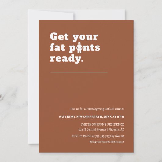 テラおもしろいコタモダンサンクスギビングディナーパーティー 招待状 (正面)