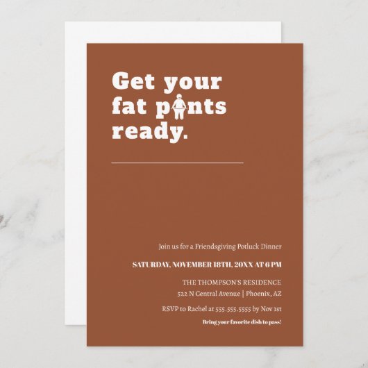 テラおもしろいコタモダンサンクスギビングディナーパーティー 招待状 (正面/裏面)