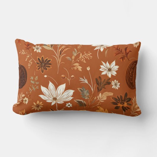 テラエレガントコタカボチャ秋の花のパターン ランバークッション (正面)