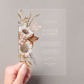 テラエレガントコタモダンフローラボホ秋の結婚式 アクリル招待状 (インサイチュ (ポータブル))