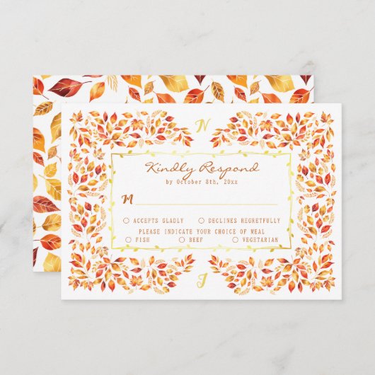 テラエレガントコタ素朴紅葉結婚ズ 出欠カード (正面/裏面)