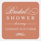 テラエレガントコッタオレンジ結婚ズブライダルシャワー スクエアシール (正面)