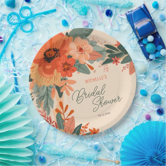 テラエレガントコッタフローラブライダルシャワー ペーパープレート (パーティー)