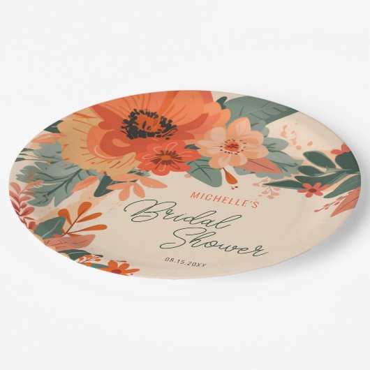 テラエレガントコッタフローラブライダルシャワー ペーパープレート (アングル)