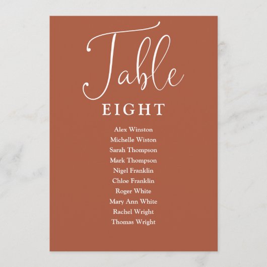 テラエレガントコッタ座席表の番号 招待状 (正面)