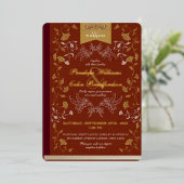 テラエレガントコッタ金ゴールドフローラブックカバー結婚ズ 箔招待状 (立ち正面)