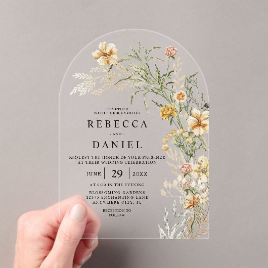 テラエレガントコッタ&ベージュボホフローラ結婚ズ アクリル招待状 (インサイチュ (ポータブル))