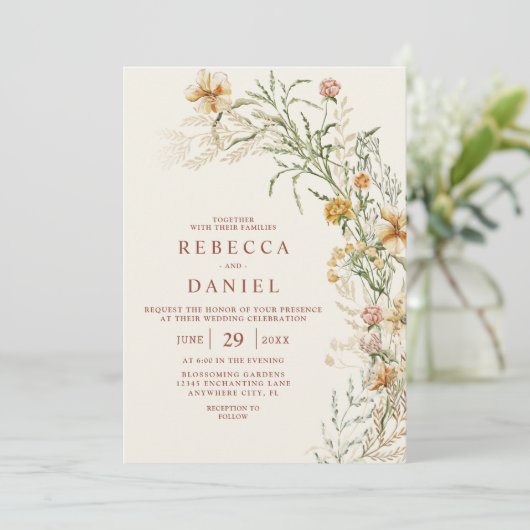 テラエレガントコッタ&ベージュボホフローラ結婚ズ 招待状 (スタンド正面)