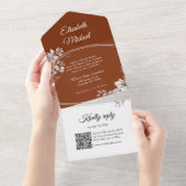 テラエレガントコッタQRコードモノグラムウェディングRSVP オールインワン招待状 (貼ってはがせる)