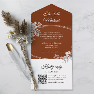 テラエレガントコッタQRコードモノグラムウェディングRSVP オールインワン招待状