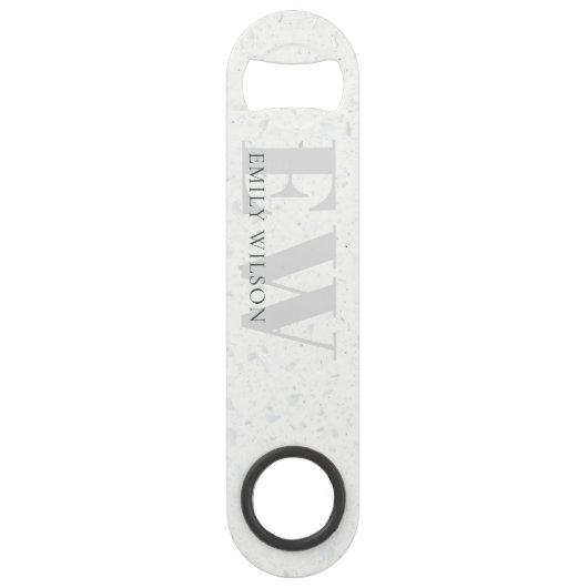 テラエレガントッツォ素朴ストーングレー名モノグラム スピード栓抜き (正面)