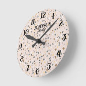 テラカスタムッツォパターンソフトニュートラルファミリー ラウンド壁時計 (傾斜)