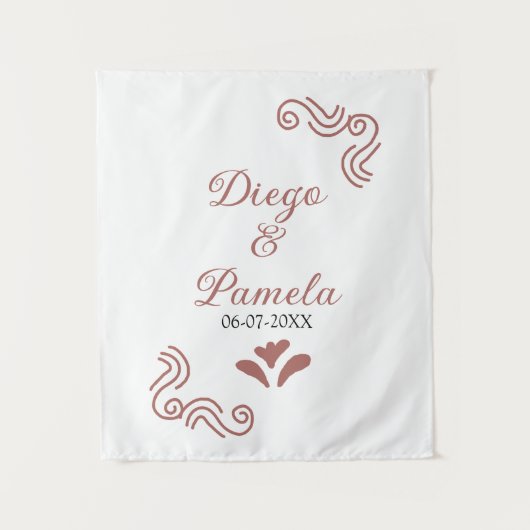 テラクッタブラックラスティックスペイン語ウェディングカップル タペストリー (正面)