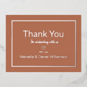 テラクッタ シンプル ウェディング サンクス     箔招待状ポストカード (正面)